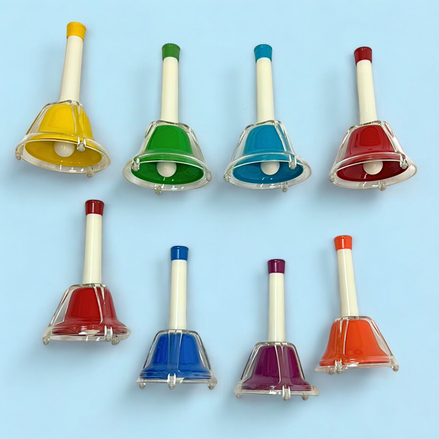 EMUS 8-Note Junior Hand Bell Set with Push Buttons - JHB-68 - Glockenspiels & Xylophones