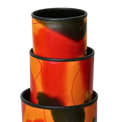 3-Piece Stackable Tubolo Set Abstract Orange - TUBO-STK-SET3-10C - Groove Masters Percussion