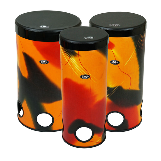 3-Piece Stackable Tubolo Set Abstract Orange - TUBO-STK-SET3-10C - Groove Masters Percussion