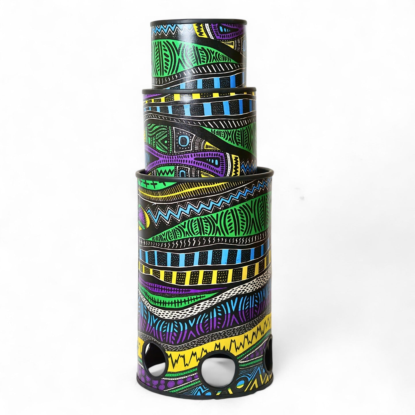 3-Piece Stackable Tubolo Set Caribbean - TUBO-STK-SET3-17C - Groove Masters Percussion