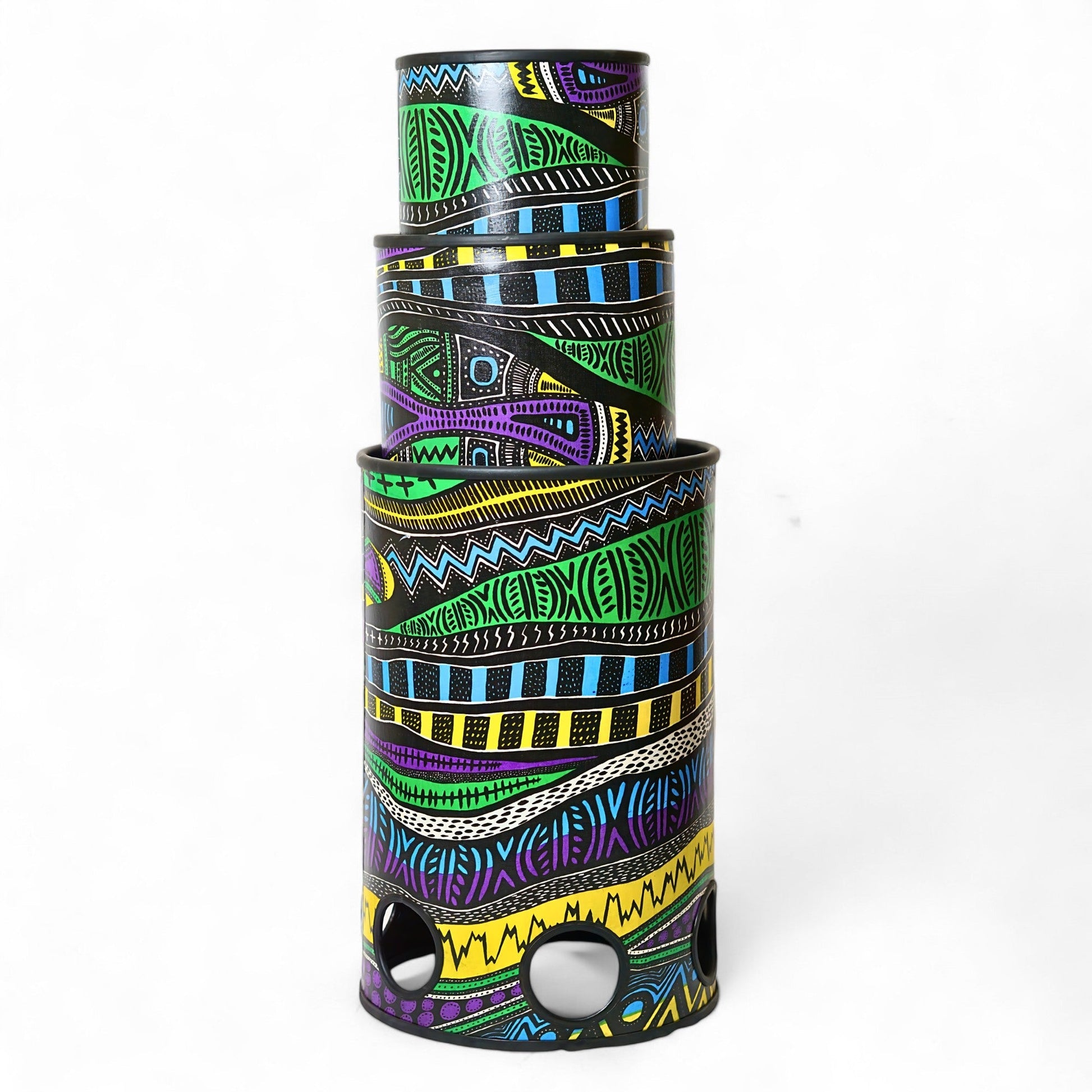 3-Piece Stackable Tubolo Set Caribbean - TUBO-STK-SET3-17C - Groove Masters Percussion