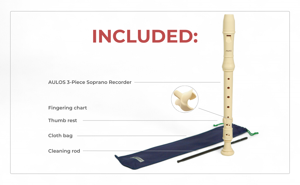 Flûte à bec Soprano AULOS, doigté ALLEMAND, 3 pièces - E302