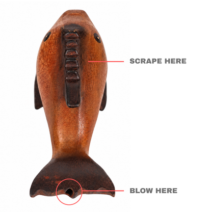 GMP Wooden Dolphin Guiro & Whistle with Scraper, 5" - DOLPHIN