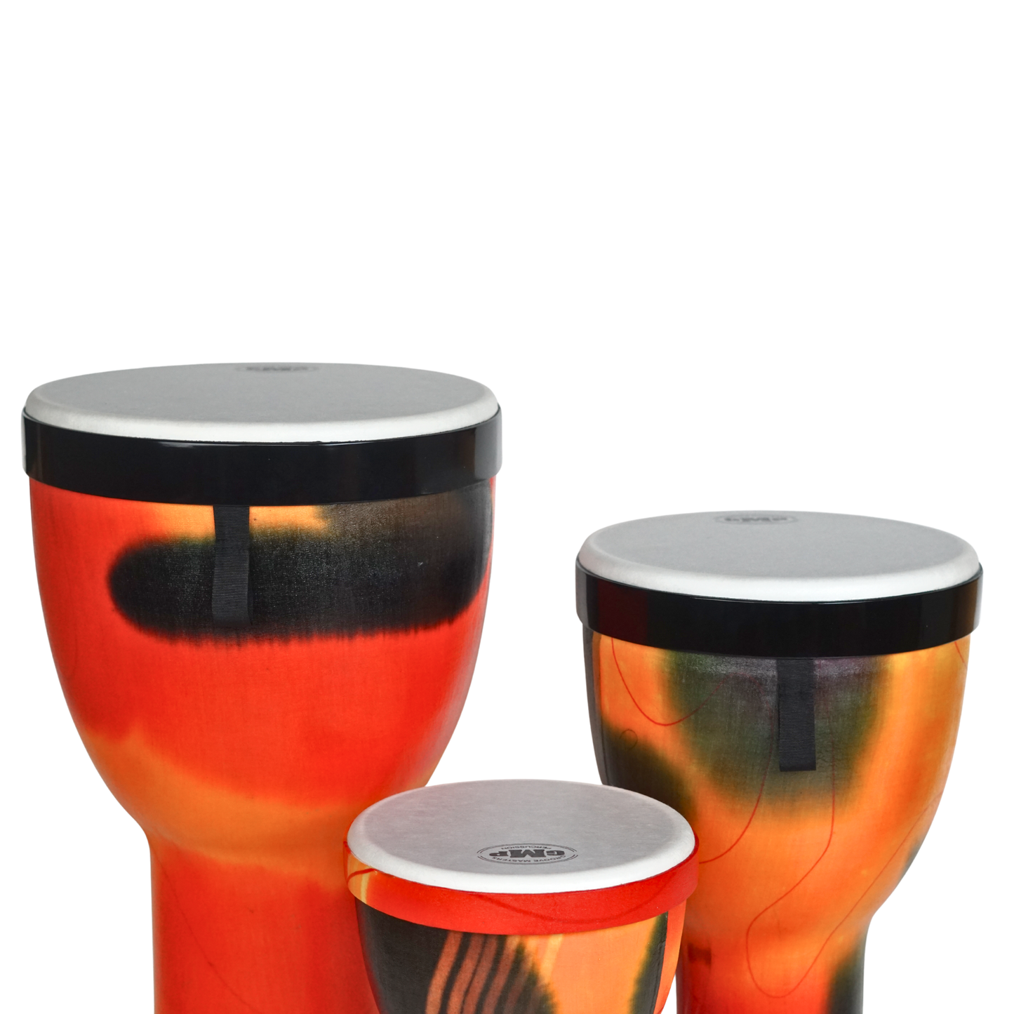 Djembés emboitables de Groove Masters, ensemble de 3 (Orange abstrait) - NESTDRUM-10C