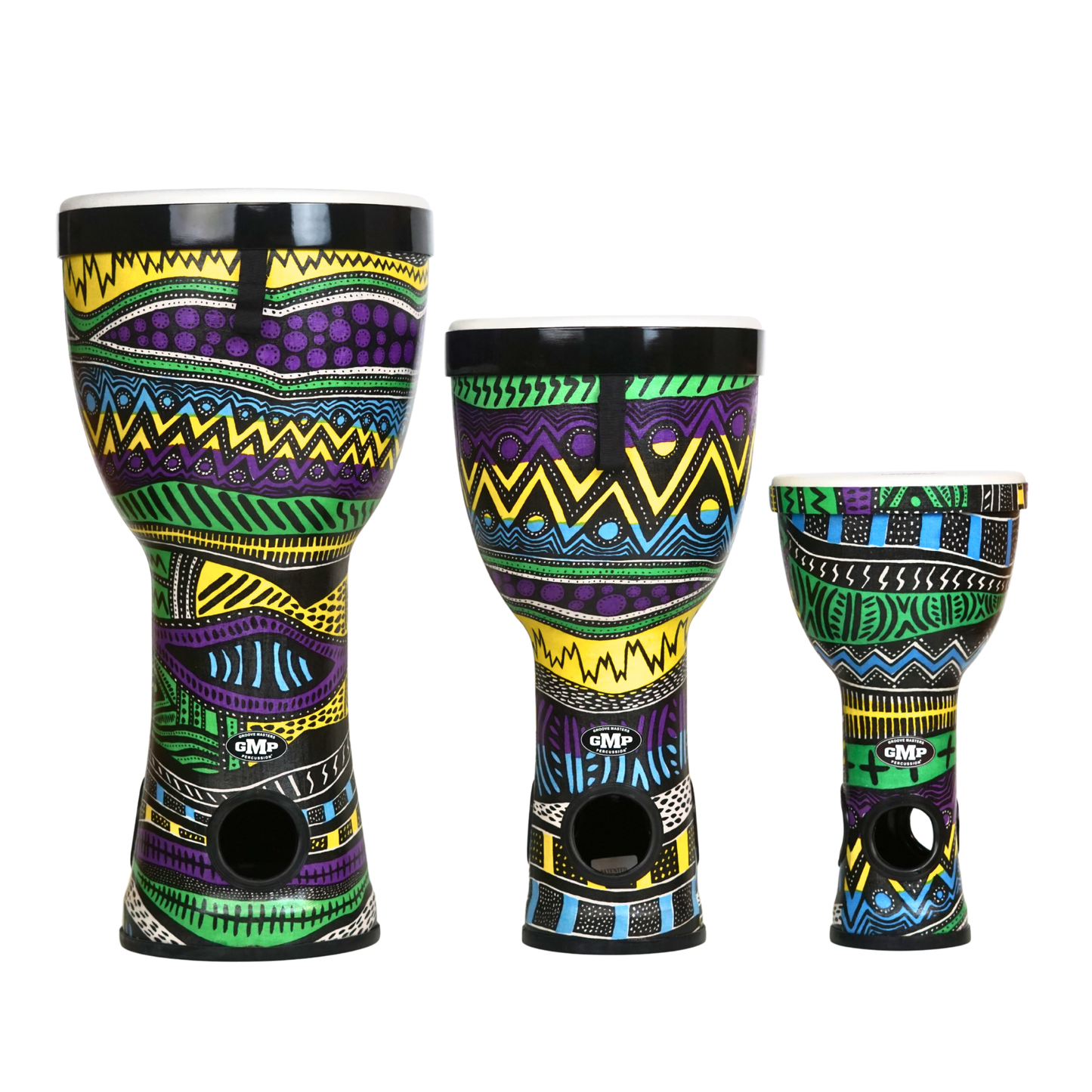 Djembés emboîtables de Groove Masters, ensemble de 3 (Caraïbe) - NESTDRUM-17C