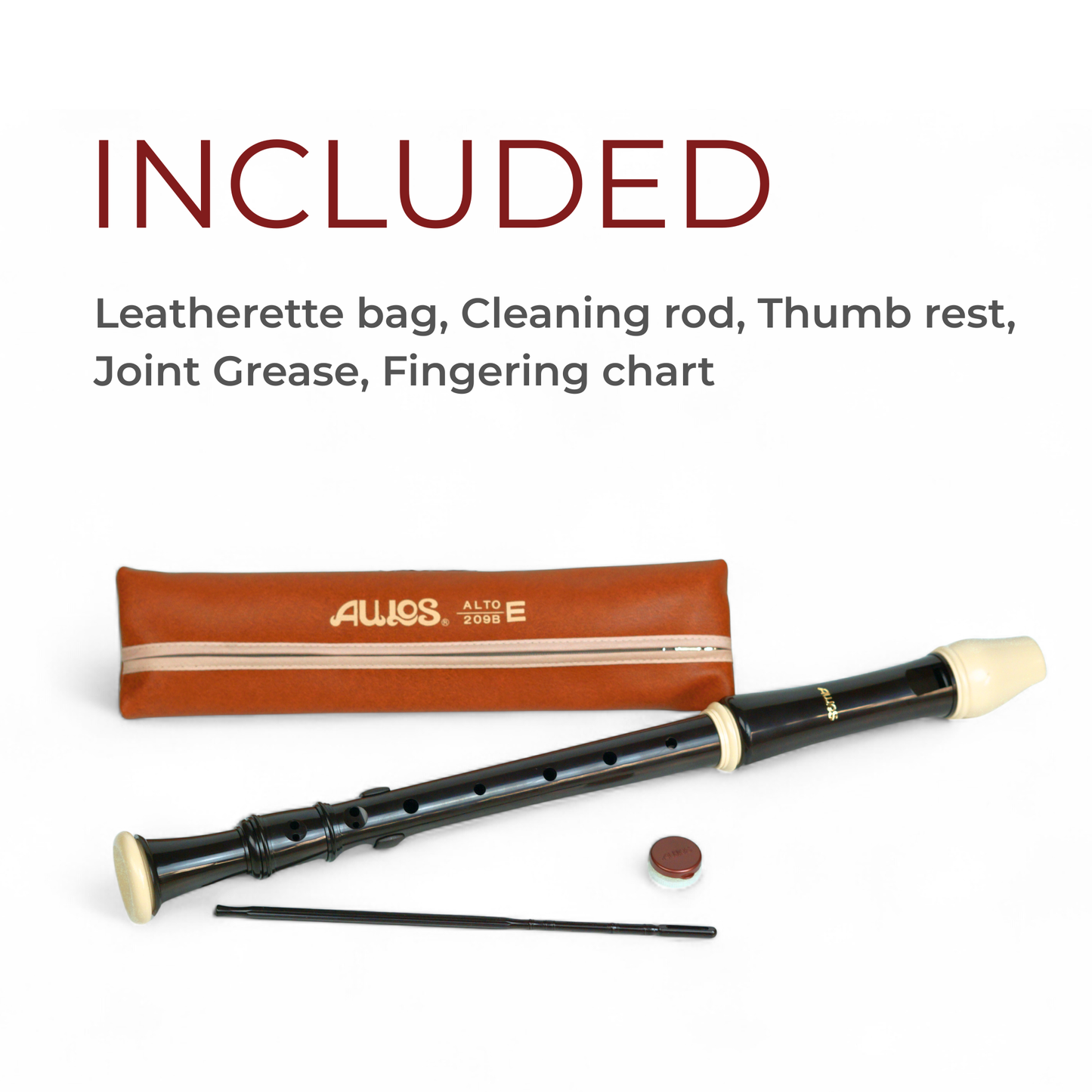 AULOS 3-Piece English/Baroque Alto Recorder - E209 - Aulos