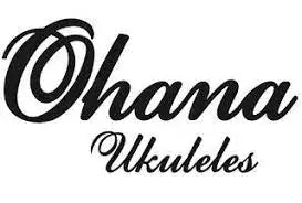 Black cursive ’ohana ukuleles’ logo.