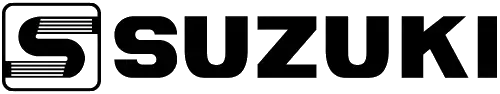Black suzuki logo with a stylized ’s’ emblem and bold, uppercase lettering.