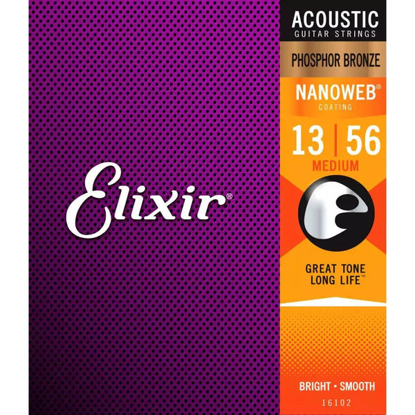 Elixir Nanoweb Phosphor Bronze 13-56 Medium Acoustic Strings (16102)