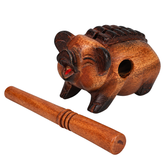 GMP Wooden Pig Guiro with Scraper, 4" - PIG-4