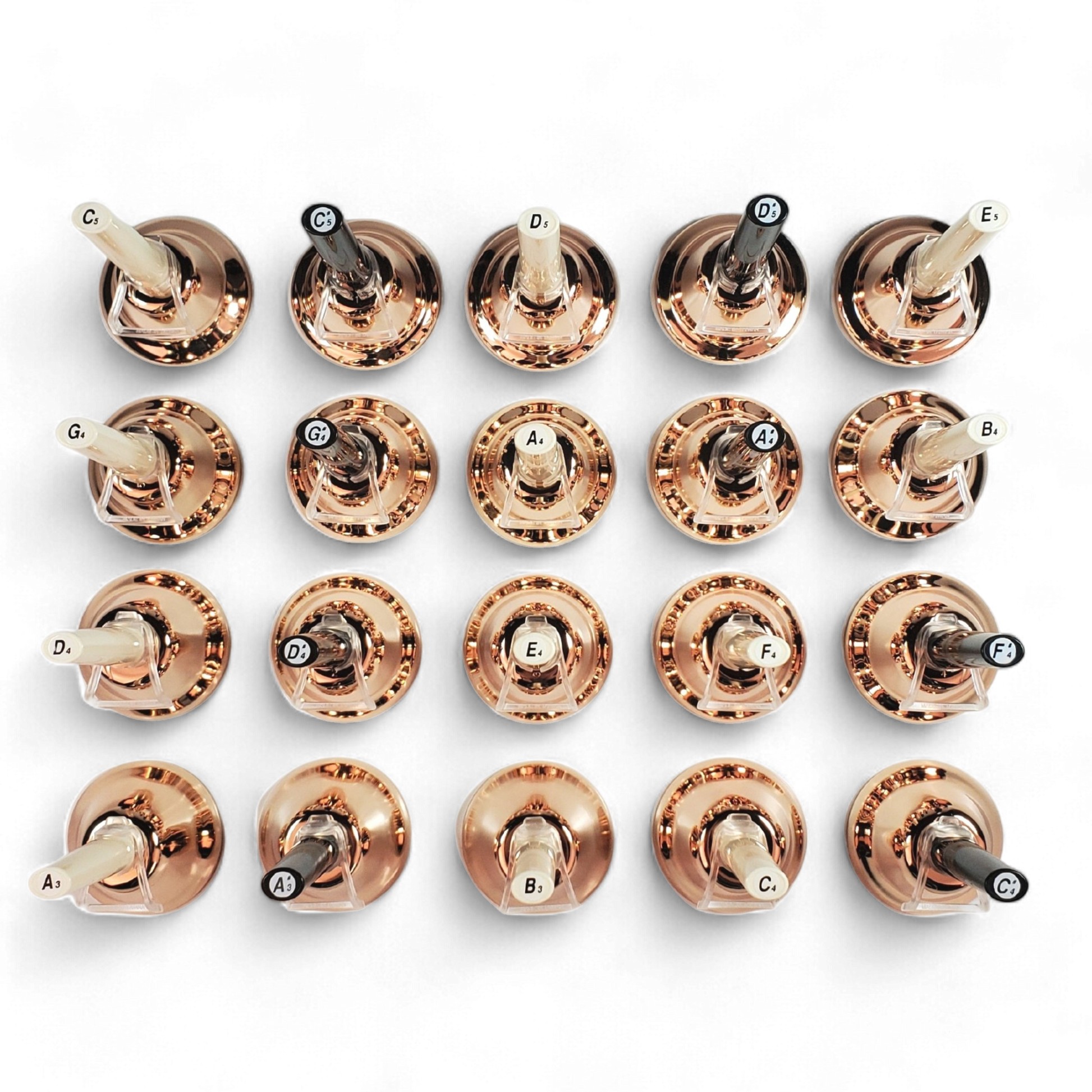 EMUS 20-Note Junior Hand-Bell Set with Push Buttons Gold - JHBG-20