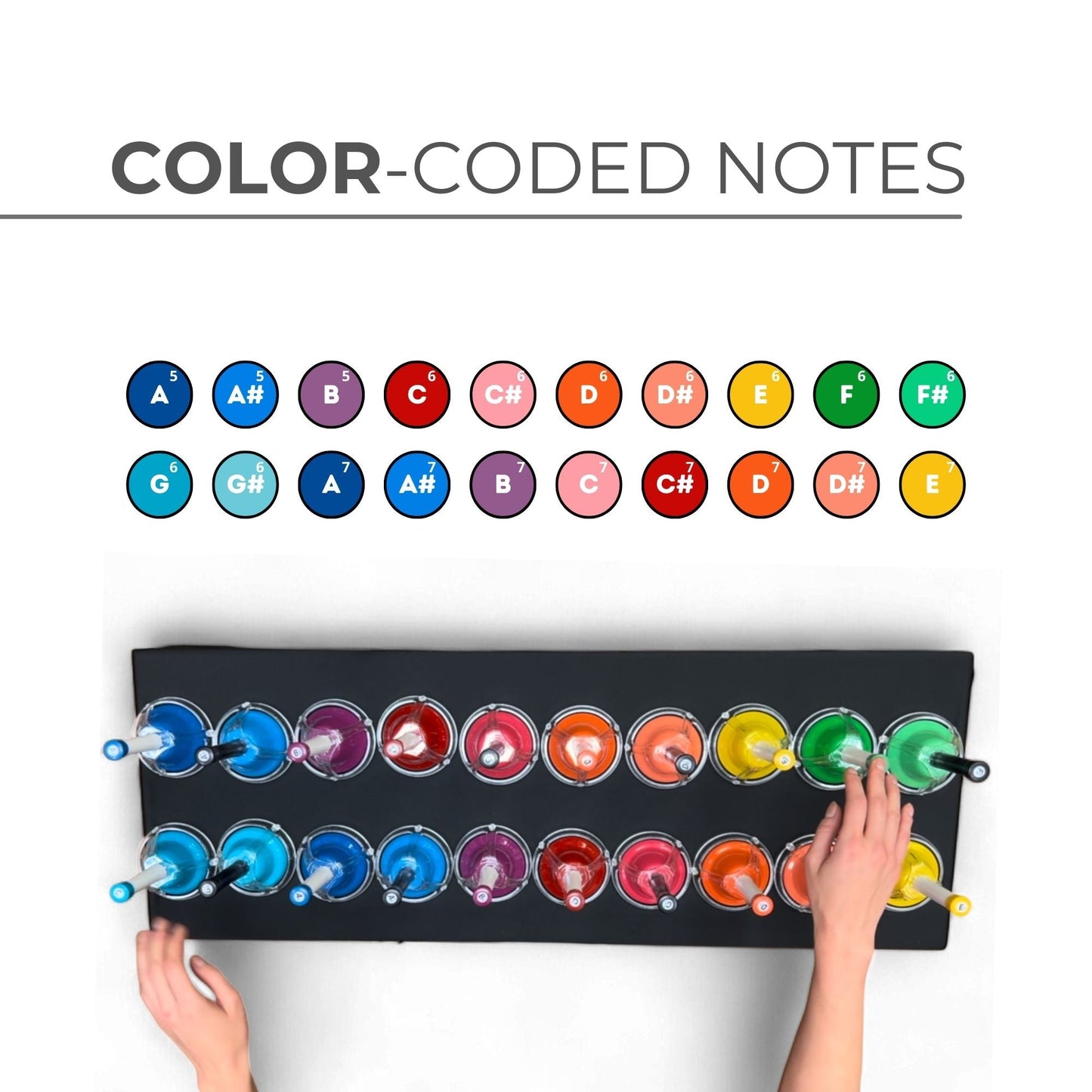 EMUS 20-Note Junior Handbells with Push Buttons - JHB-620 - Hand Bells & Chimes