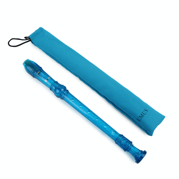 EMUS EME soprano recorder with matching cloth bag, turquoise