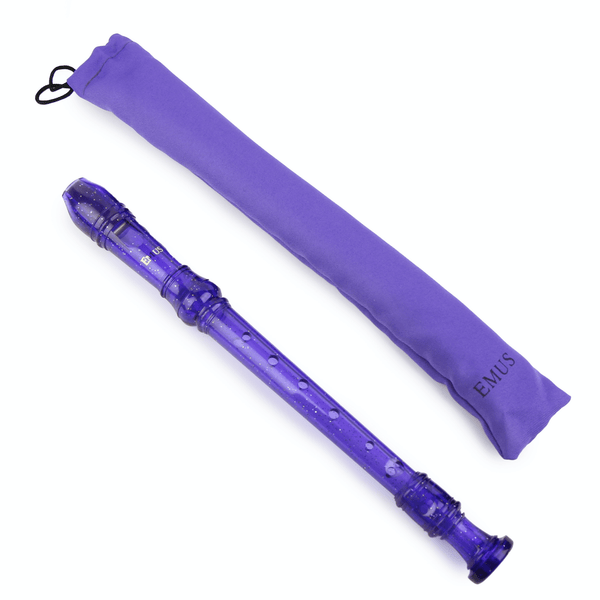 EMUS EMG soprano recorder with matching cloth bag, purple