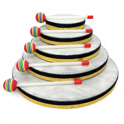 EMUS hand drums in all five sizes with mallets