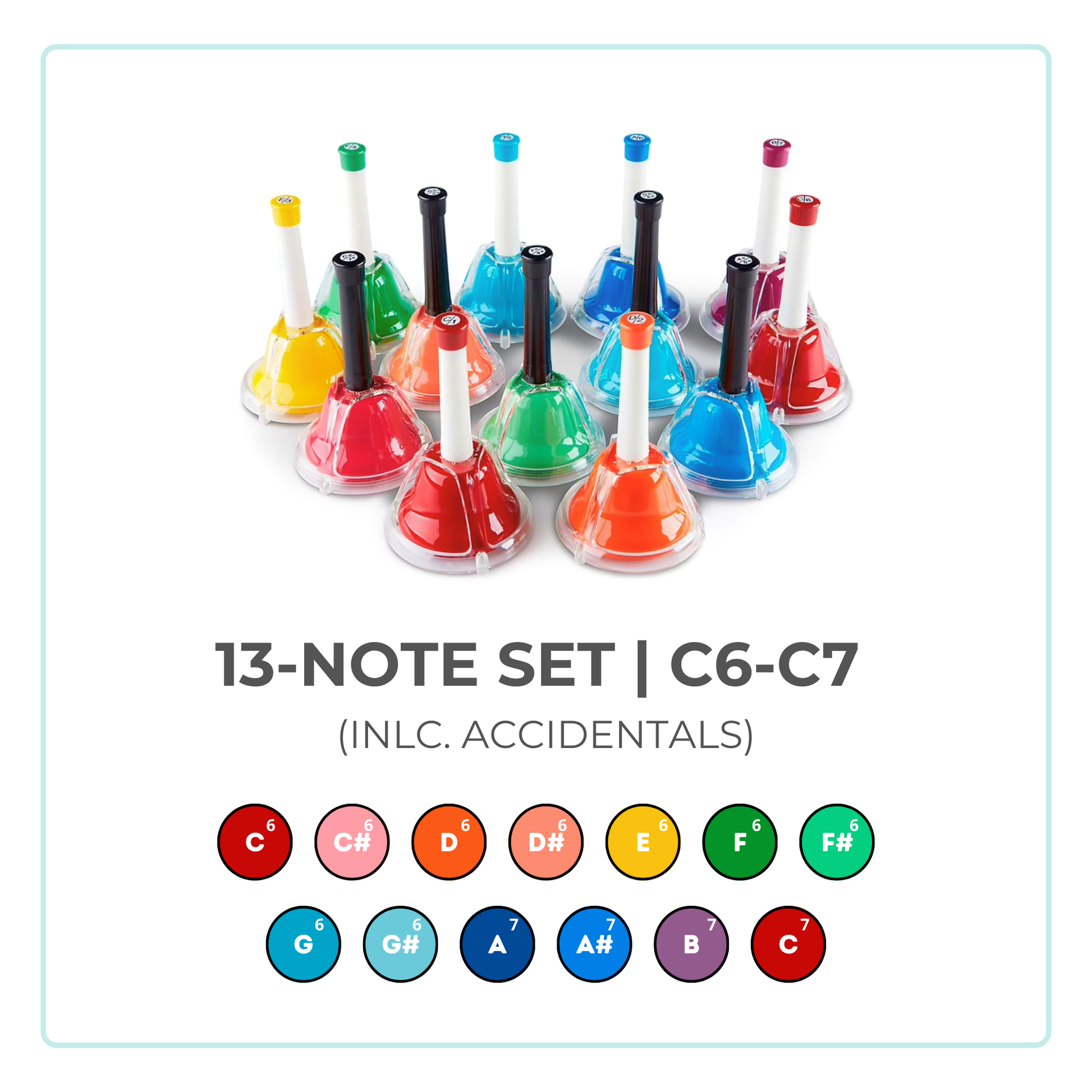 EMUS Junior Hand Bell Set with Push Buttons 13-Note - JHB-13