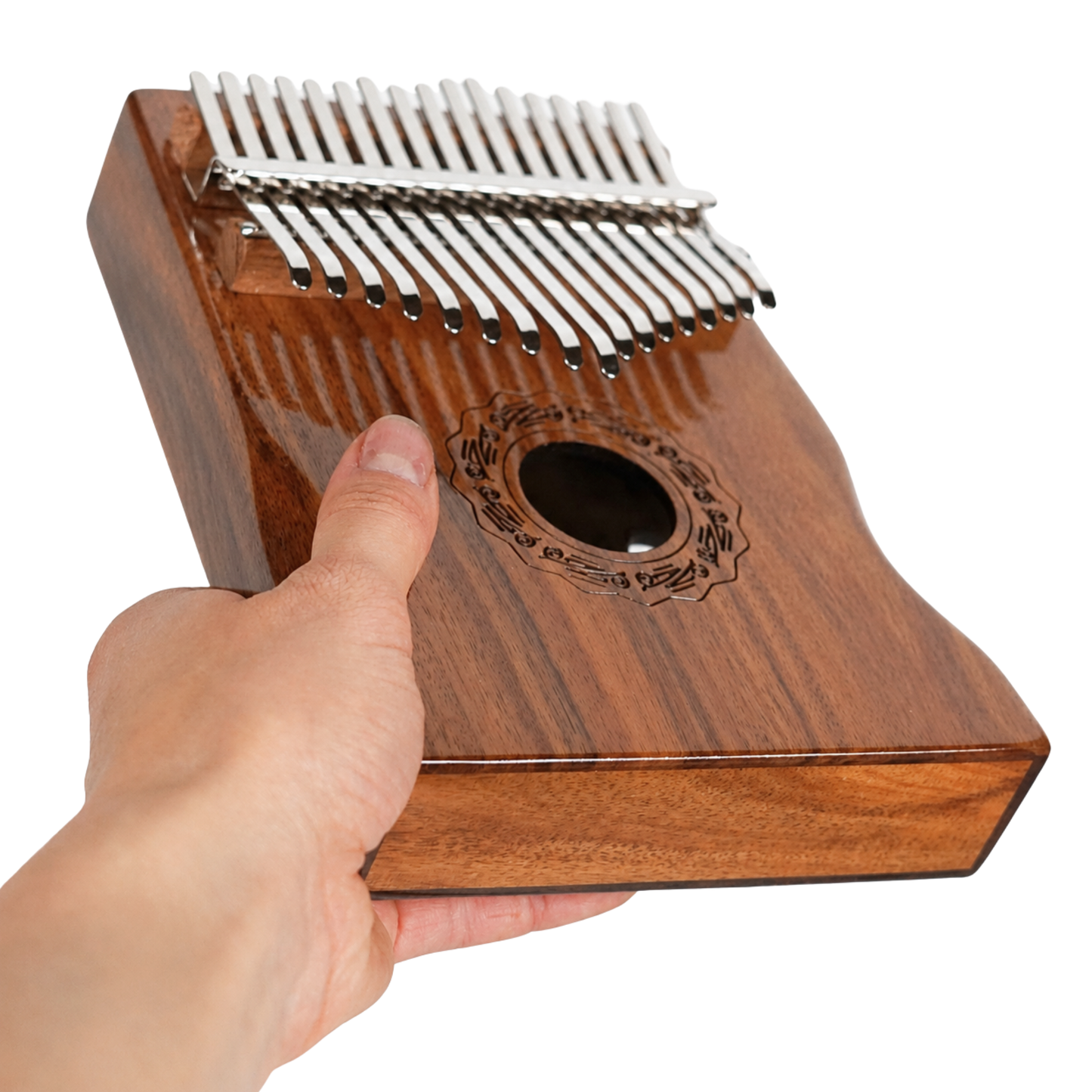 GMP 17-Key Koa Kalimba / Thumb Piano Carved with Palm Rest - KD17-KOA - Groove Masters Percussion