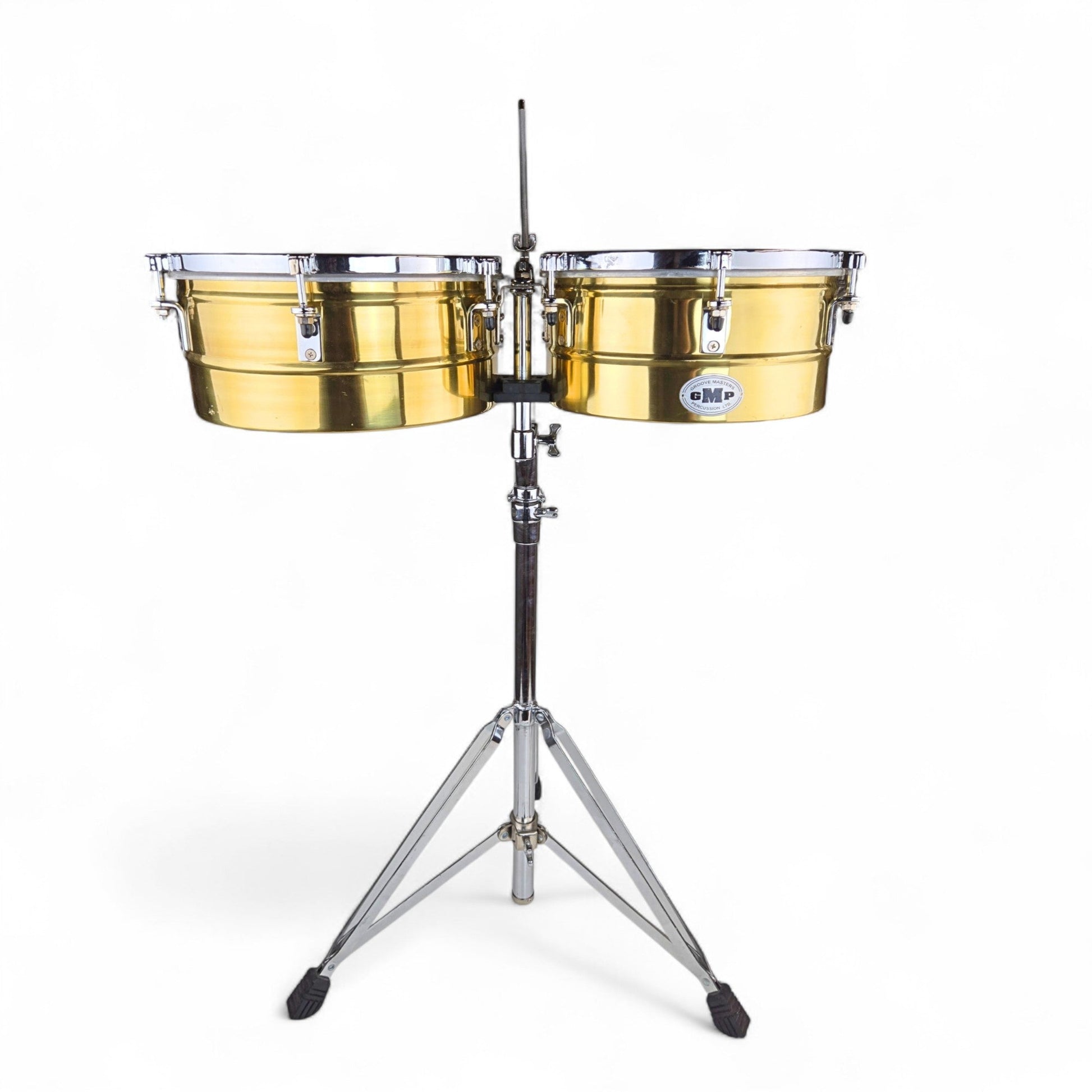 Snare Drums | Gmp Brass Gold Timbale Set with Stand | Groove Masters Percussion