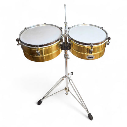 Snare Drums | Gmp Brass Gold Timbale Set with Stand | Groove Masters Percussion