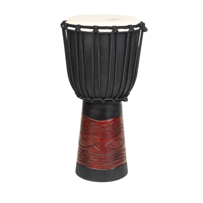GMP Mahogany Djembe - Ocean Scene Carving - DJ(choose size)CP - Groove Masters Percussion