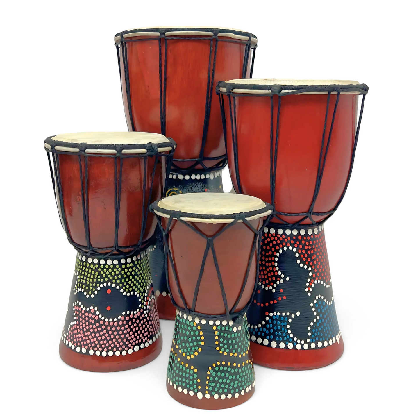 Djembes | Gmp Miniature Wood Dot Painted 4 Sizes | Groove Masters Percussion