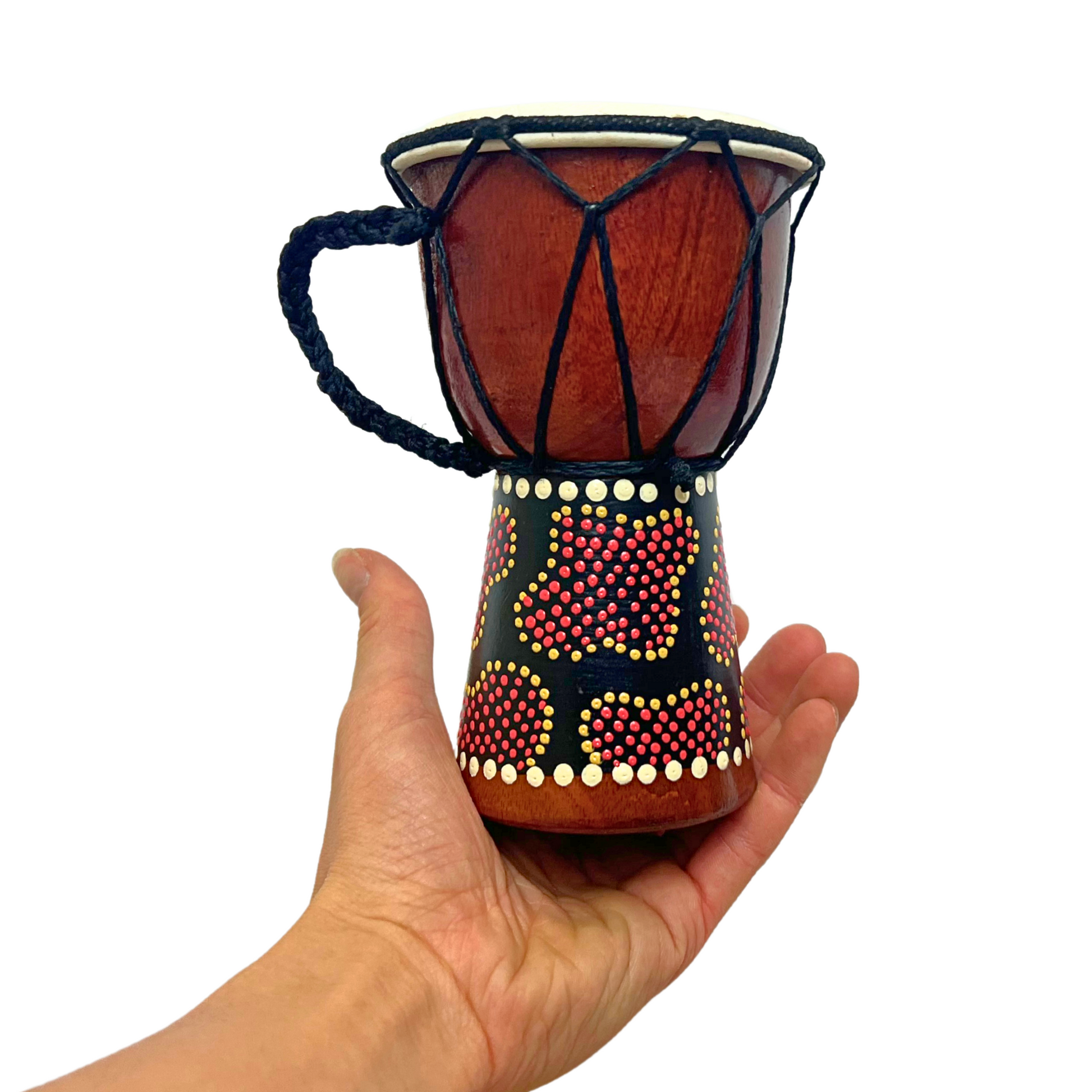 Djembes | Gmp Miniature Wood Dot Painted 4 Sizes 3.5’’ x 6’’ | Groove Masters Percussion