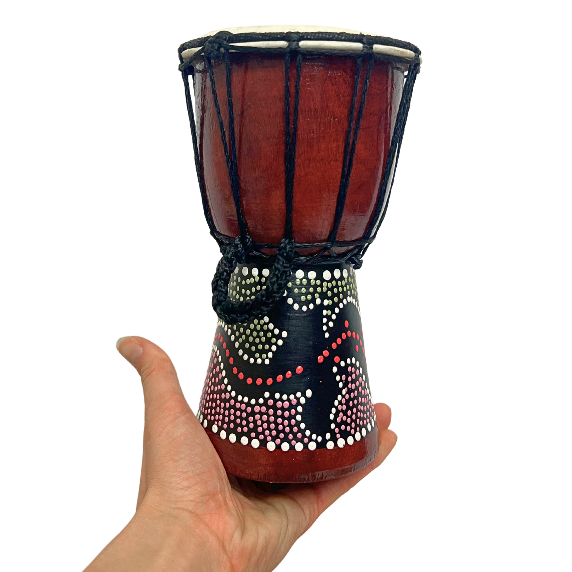 Djembes | Gmp Miniature Wood Dot Painted 4 Sizes 4.5’’ x 8’’ | Groove Masters Percussion