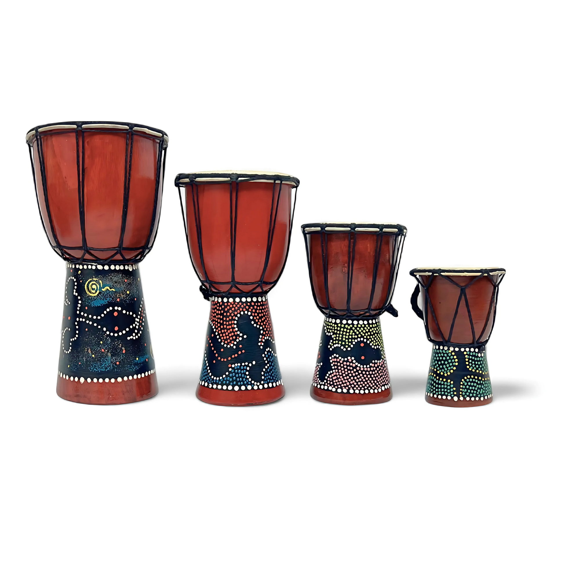 Djembes | Gmp Miniature Wood Dot Painted 4 Sizes | Groove Masters Percussion