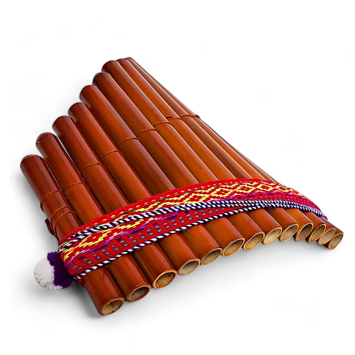 Flûte De Pan Péruvienne Artisanale 7 Notes En Bambou - Instrument De Musique Décoré Aborigène