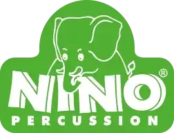 Green nino percussion logo featuring a white outline of an elephant.
