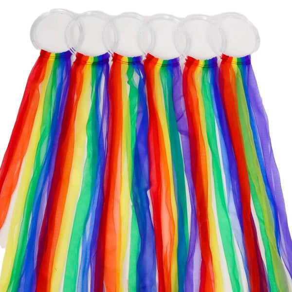 Hoop-handle Chiffon Streamers Rainbow Colours - BPC2016 - Bear Paw Creek