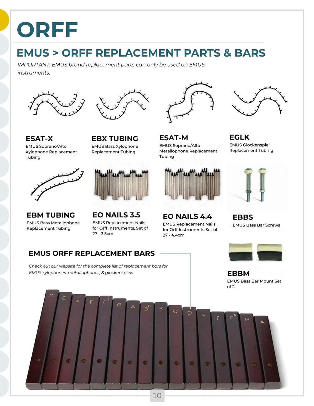 Set of dark brown emus bass bar mount pieces for instrument repair.