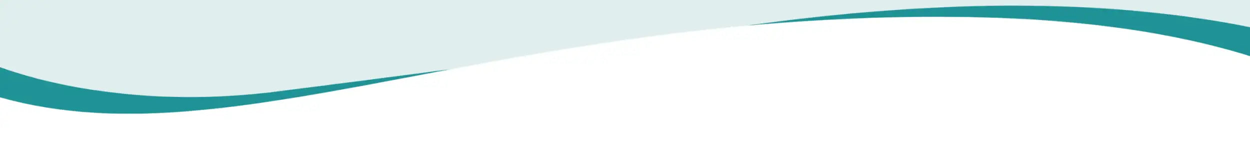 Teal and white abstract wave design banner.