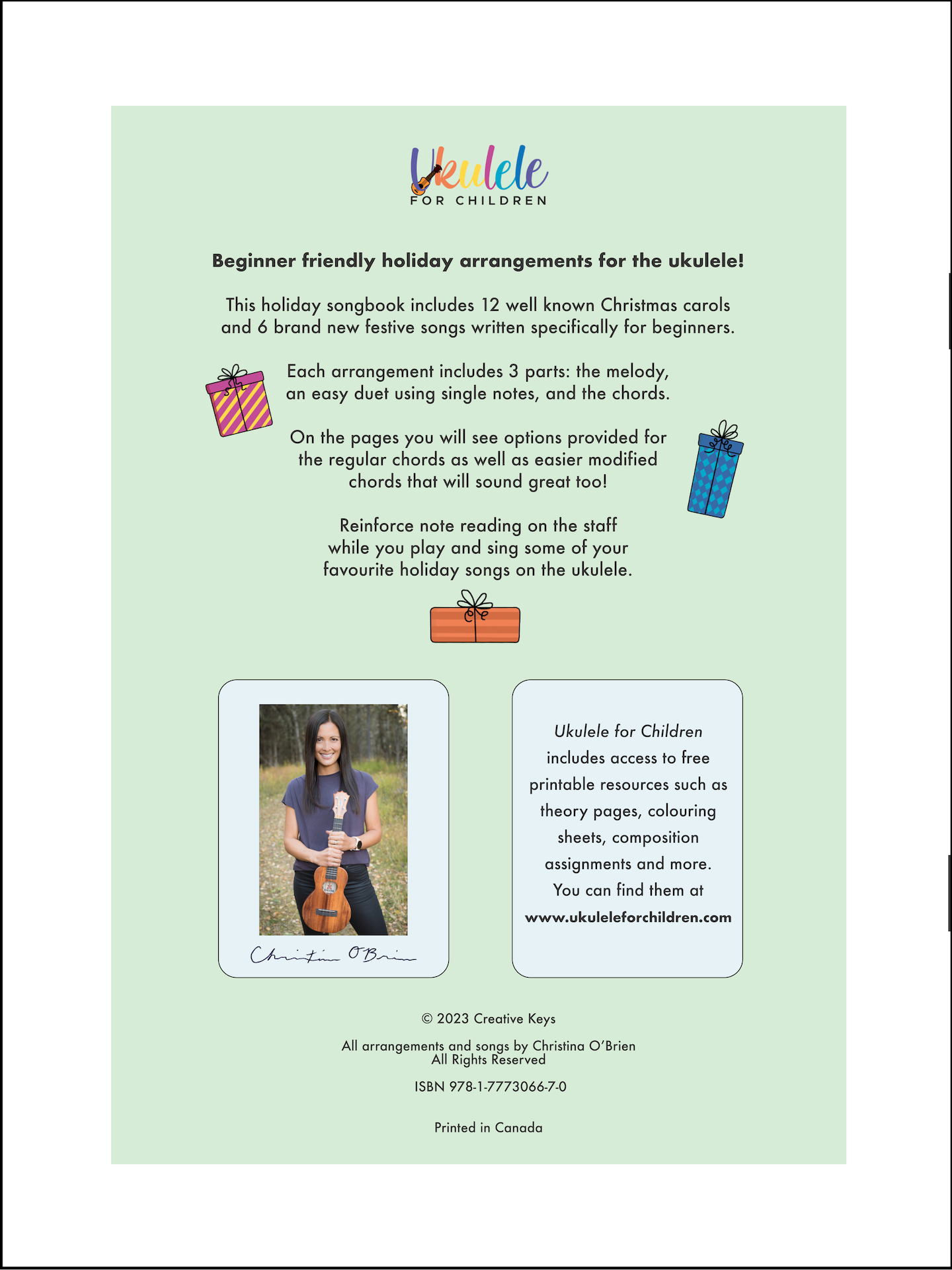 Ukulele for Children: Christmas By Christina O’Brien - UFC-70 - Music book