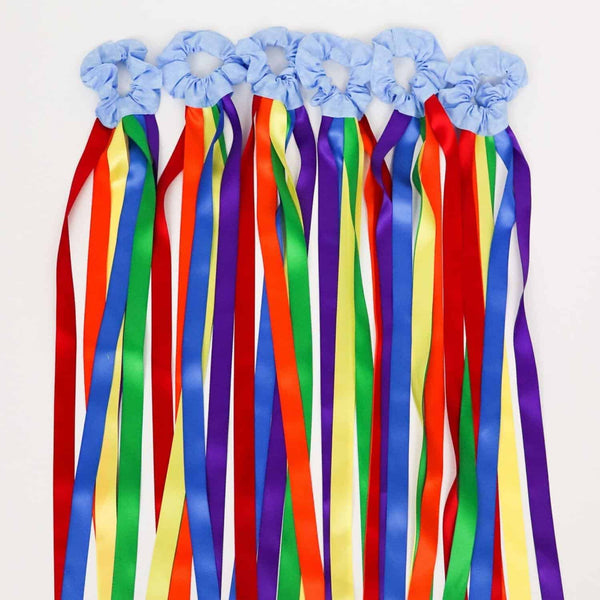 Wrist Scrunchie Ribbon Streamers Rainbow Colours - BPC2061 - Bear Paw Creek
