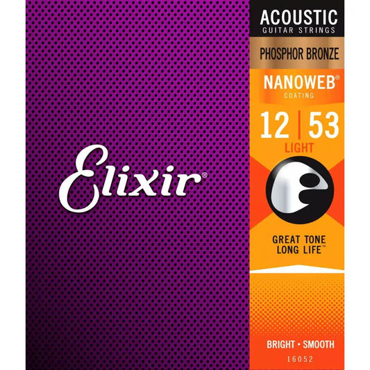 Elixir Nanoweb Phosphor Bronze 12-53 Light Acoustic Strings (16052) - Empire Music Co. Ltd-guitar strings-Elixir