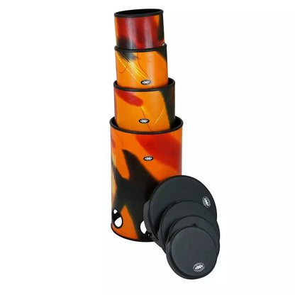 Tubolo, Stackable w/ Pop-Off Head - Abstract Orange (3 Sizes & Set) - Empire Music Co. Ltd--Groove Masters Percussion